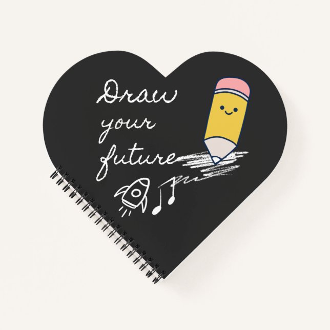 Draw Your Future – Cute Motivational Pencil Design Notebook (Front)