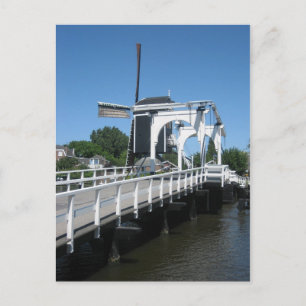 Drawbridge and windmill postcard