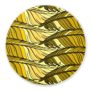 Drawer Pull - Tiled Yellow Feathers