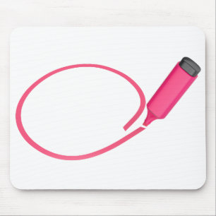 Drawing a circle with a pink highlighter mouse mat