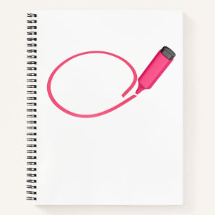 Drawing a circle with a pink highlighter notebook