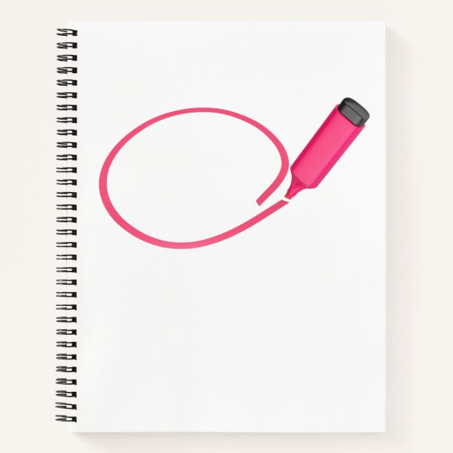 Drawing a circle with a pink highlighter notebook (Front)