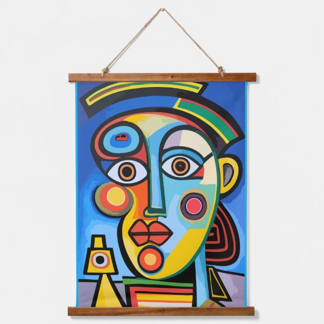 Drawing a mask in surrealist style hanging tapestry (Front)