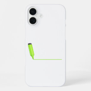 Drawing a straight line with a green highlighter iPhone 16 plus case