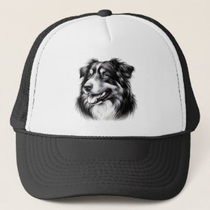Drawing Australian Shepherd Trucker Hat