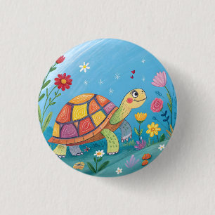Drawing Baby Turtle 3 Cm Round Badge