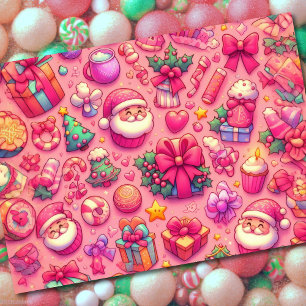 Drawing Christmas Motifs Pink  Card