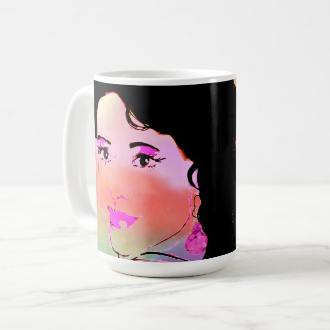 Drawing Colourful Woman Face Mug (Front Left)
