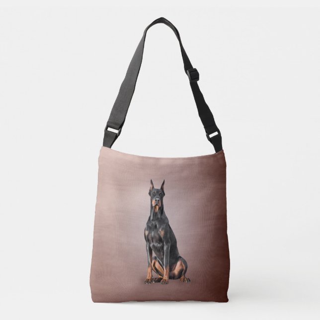 Drawing Doberman dog Crossbody Bag (Front)