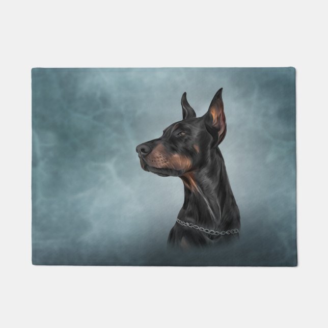 Drawing Doberman dog Doormat (Front)