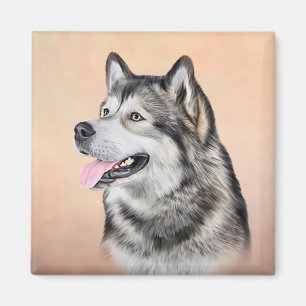 Drawing Dog Alaskan Malamute 2 Magnet