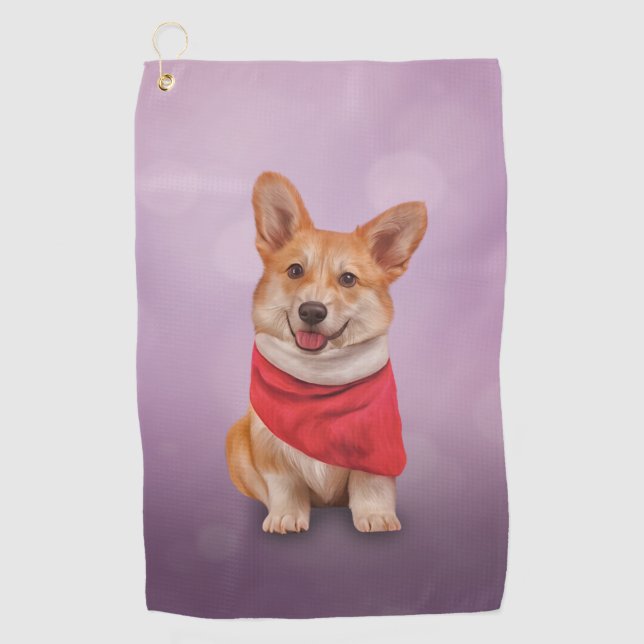 Drawing Dog breed Welsh Corgi Golf Towel (Front)