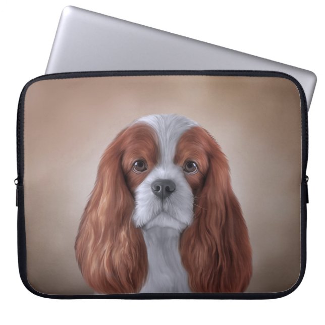 Drawing Dog Cavalier King Charles Spaniel Laptop Sleeve (Front)