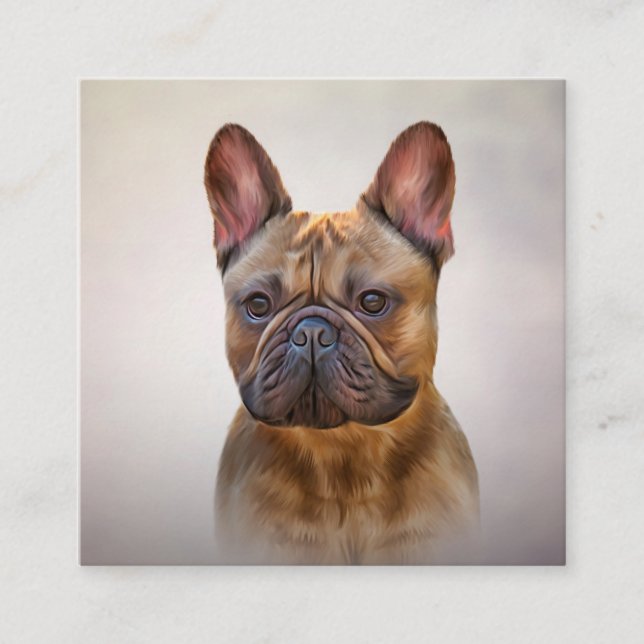 Drawing dog French Bulldog 5 Square Business Card (Front)