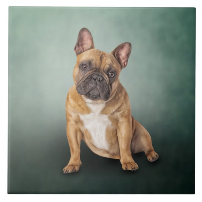 Drawing dog French Bulldog Tile (Front)