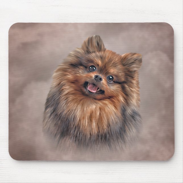 Drawing Dog Pomeranian Spitz Mouse Mat (Front)