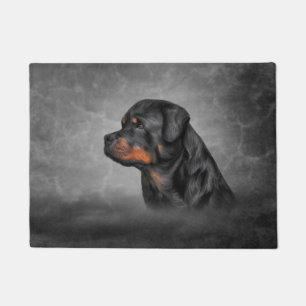 Drawing dog rottweiler doormat