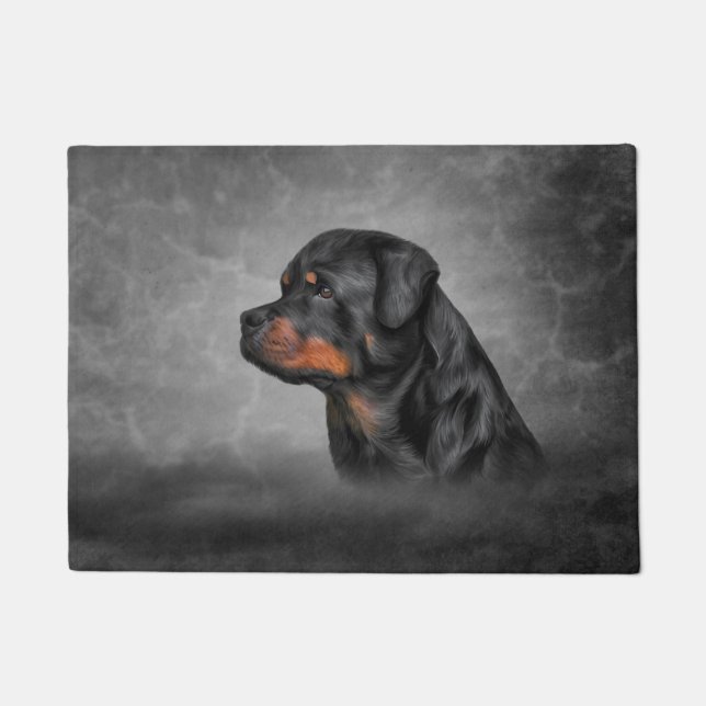 Drawing dog rottweiler doormat (Front)
