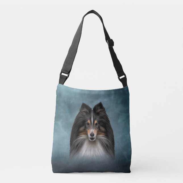Drawing Dog Shetland Sheepdog, Sheltie Crossbody Bag (Front)