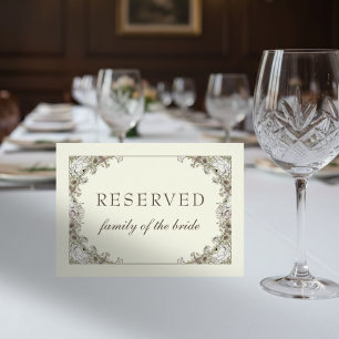 Drawing floral ivory vintage wedding reserved sign