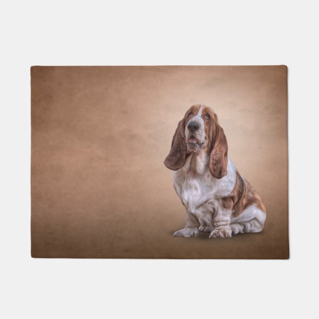 Drawing funny Basset Hound dog Doormat (Front)