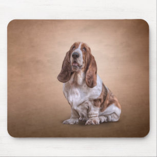 Drawing funny Basset Hound dog Mouse Mat