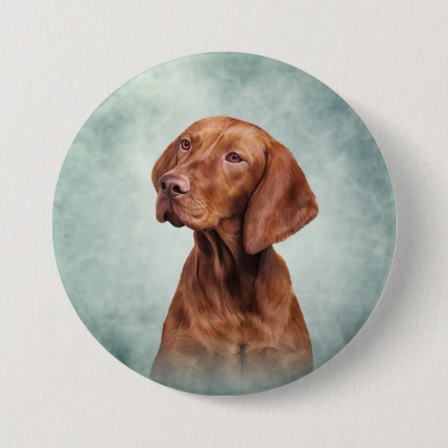 Drawing funny Vizsla Pointer 7.5 Cm Round Badge (Front)