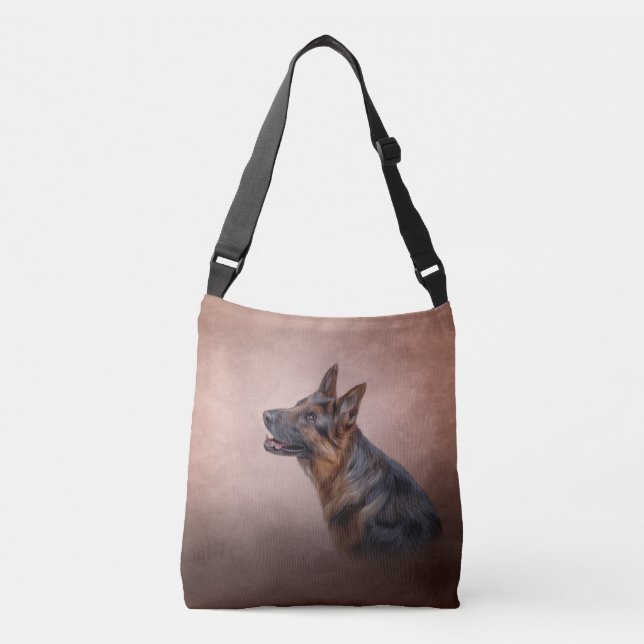Drawing German Shepherd Dog Crossbody Bag (Front)