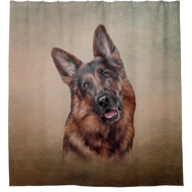 Drawing German Shepherd Shower Curtain (Front)