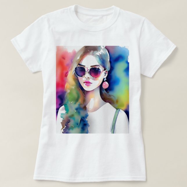 Drawing Girl Illustration, Fashion Girl, woman T-Shirt (Design Front)