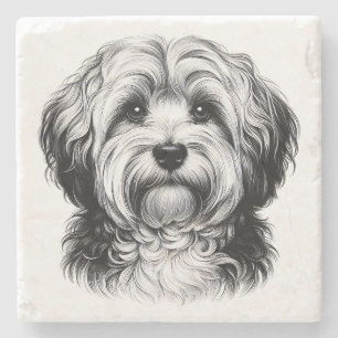Drawing Havanese Dog Stone Coaster