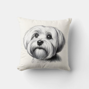 Drawing Maltese Dog Cushion