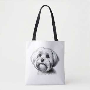 Drawing Maltese Dog Tote Bag