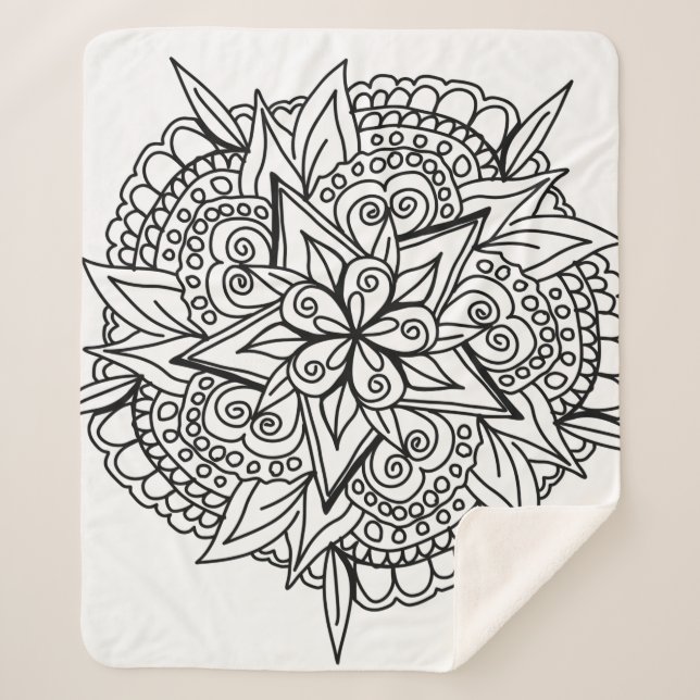 Drawing mandala design cool sherpa blanket (Front)
