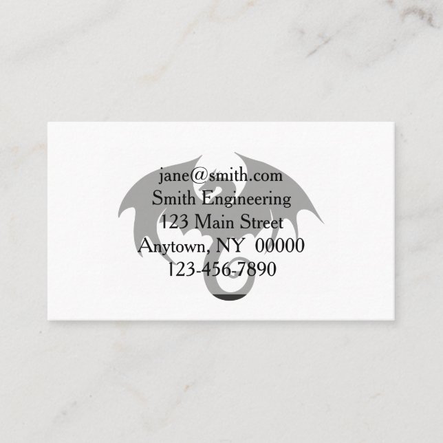 Drawing of a black dragon silhouette business card (Front)