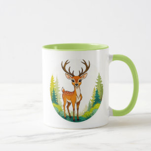 Drawing of a cute deer in the forest. mug