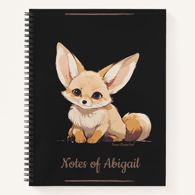 Drawing of a Fennec, Desert Fox, in Cartoon style Notebook (Front)