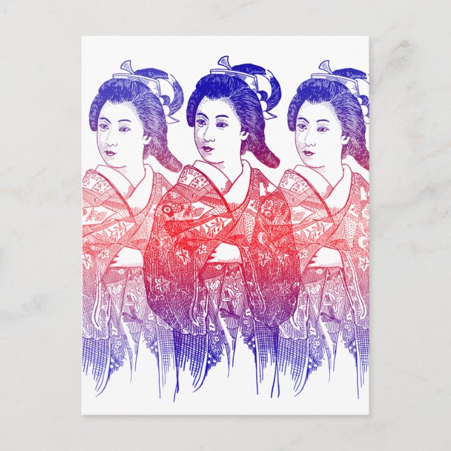 Drawing Of A Kimono Lady Postcard (Front)