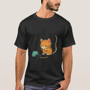 Drawing Of A Kitten Hunting A Computer Mouse T-Shirt