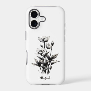 Drawing of a marsh flower, black and white art