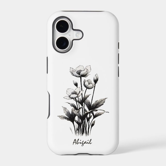 Drawing of a marsh flower, black and white art (Back)