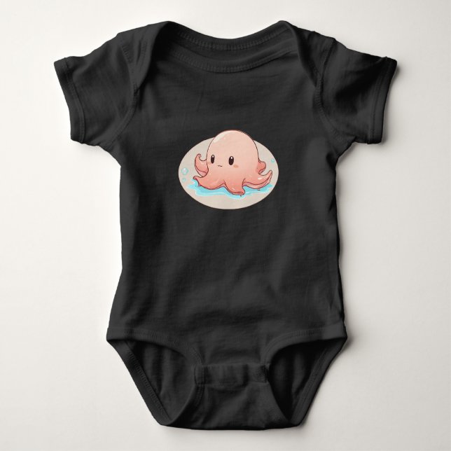 Drawing of a pink Baby Octopus Bodysuit (Front)