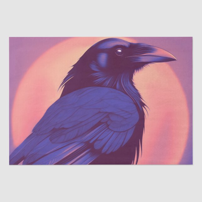 Drawing of a purple black raven tissue paper (Front)