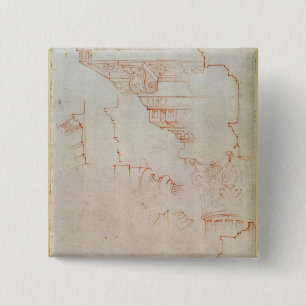 Drawing of architectural details 15 cm square badge