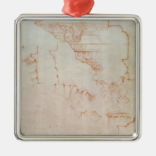 Drawing of architectural details metal tree decoration
