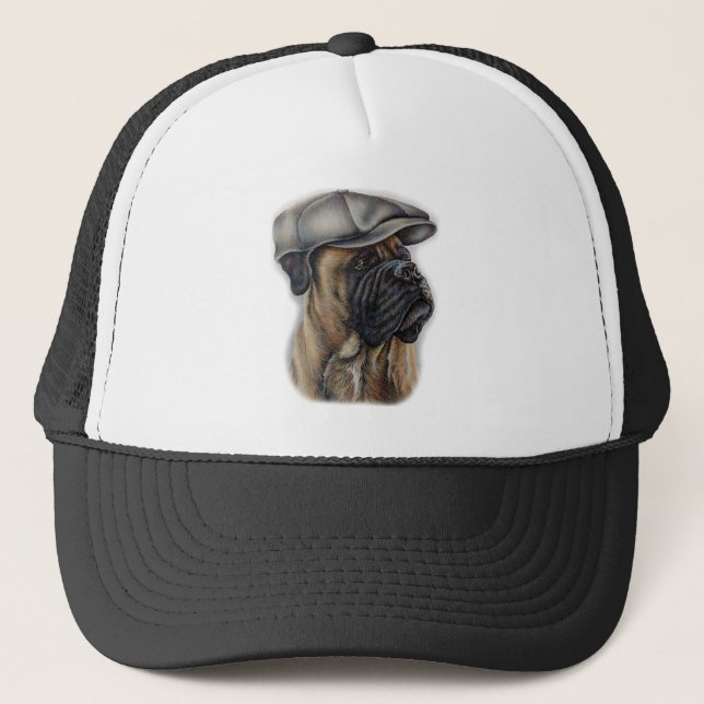 Drawing of Brown Boxer Dog In Cap Hat (Front)