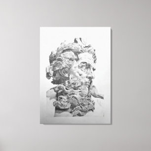 Drawing of Bust of Neptune (Lambert-Sigisbert) Canvas Print