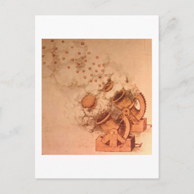 Drawing of Cannons by Leonardo Da VInci Postcard (Front)