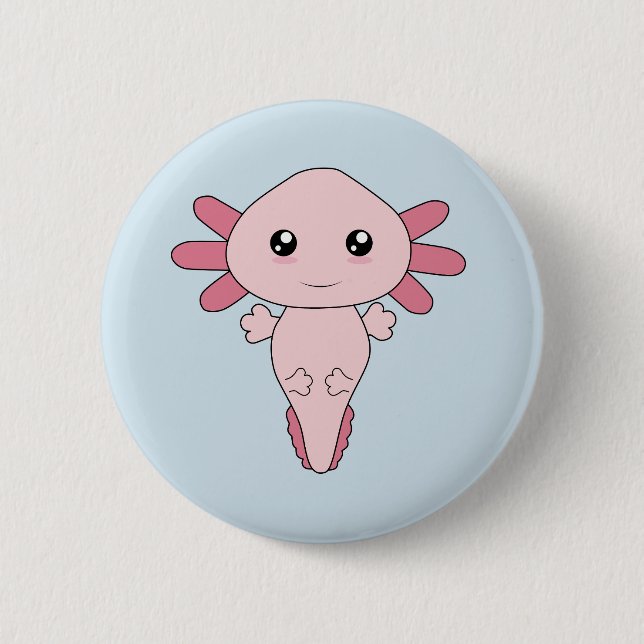 Drawing Of Cool Pink Axolotl 6 Cm Round Badge (Front)