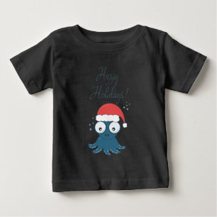 drawing of cute cartoon blue octopus baby T-Shirt
